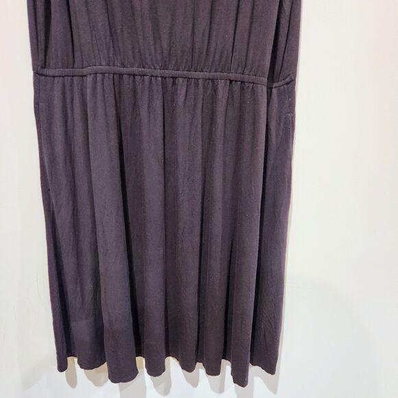 Lane Bryant Womens Black Shirred Waist Midi Dress Size 22/24 Minimalist Edgy - Picture 4 of 9